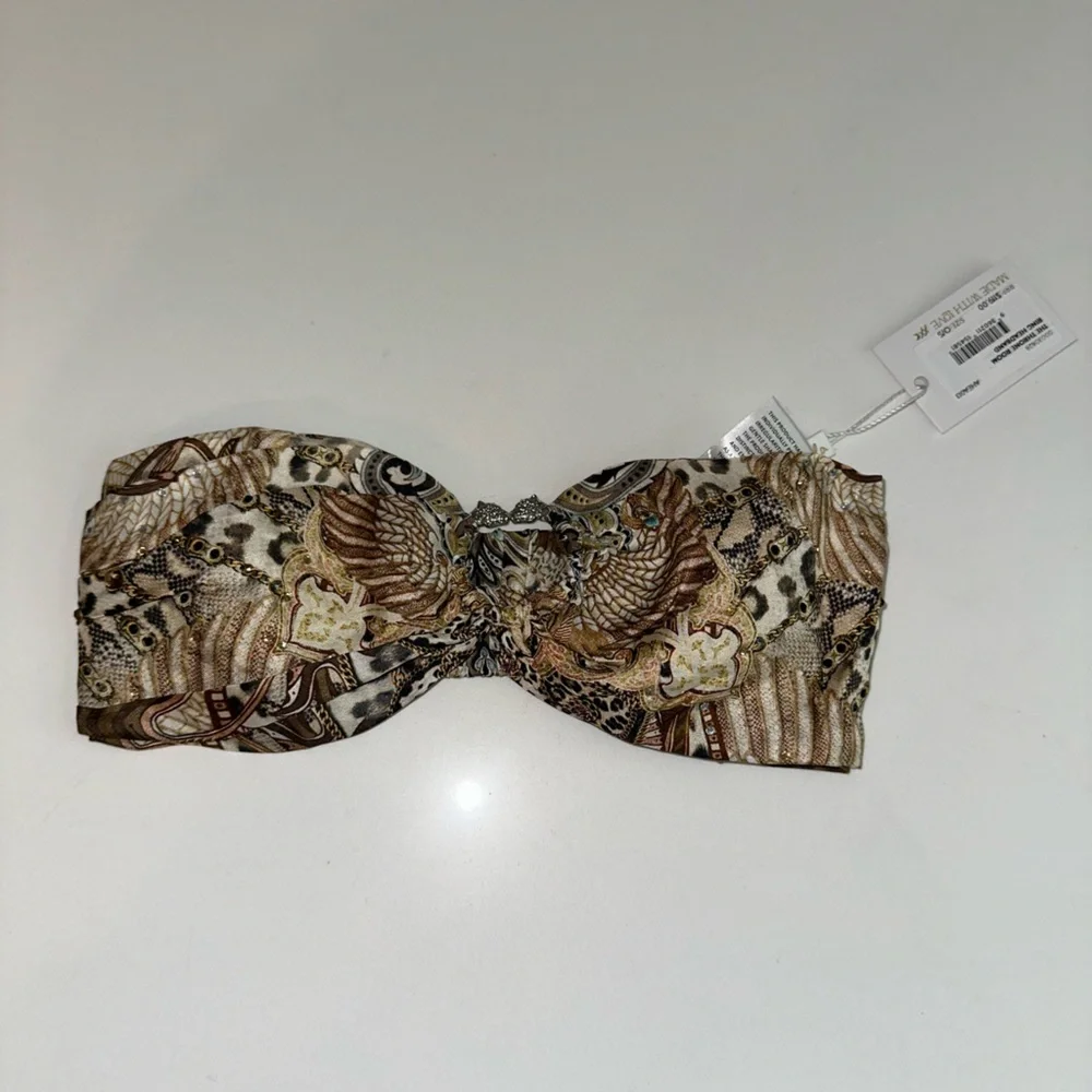 CAMILLA “The Throne Room” brown tan silk animal print boho ring headband